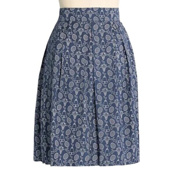 2/$30 Modcloth CIRCUS Navy Vintage-Inspired Size 6 Bell Print Mini Skirt NEW - Picture 3 of 13